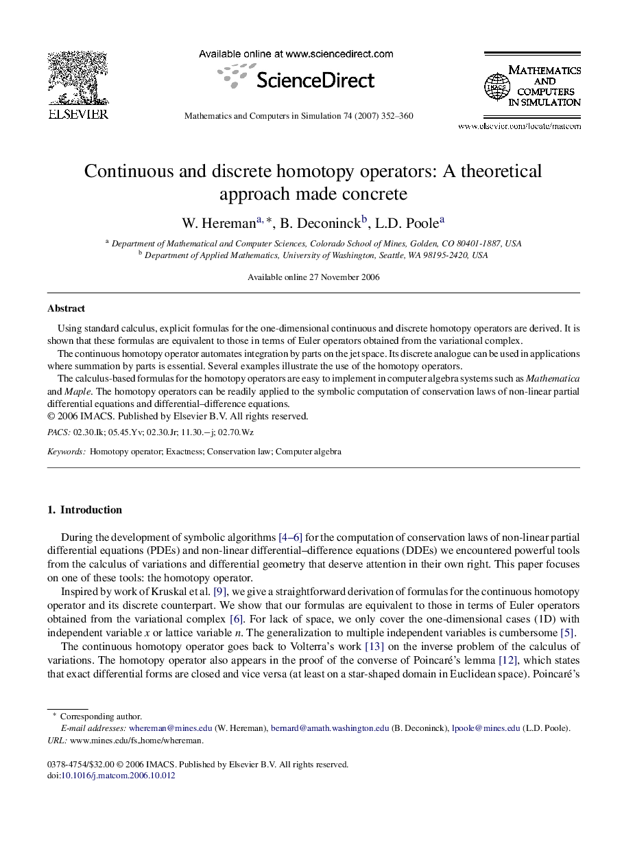 Continuous and discrete homotopy operators: A theoretical approach made concrete