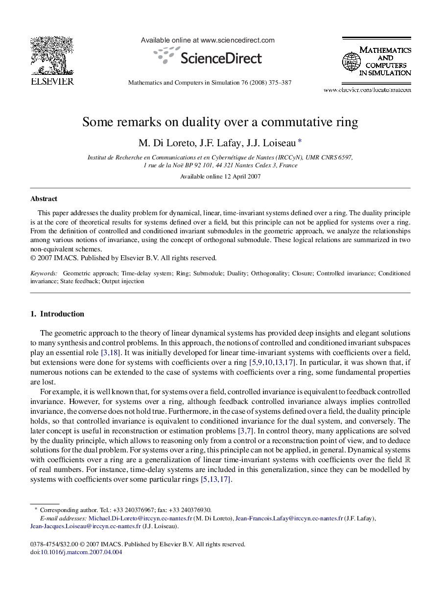 Some remarks on duality over a commutative ring