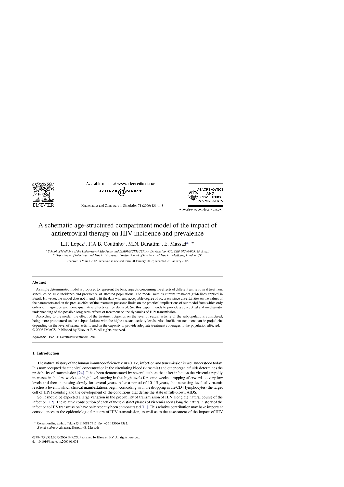 عکس صفحه اول مقاله: A schematic age-structured compartment model of the impact of antiretroviral therapy on HIV incidence and prevalence A schematic age-structured compartment model of the impact of antiretroviral therapy on HIV incidence and prevalence
