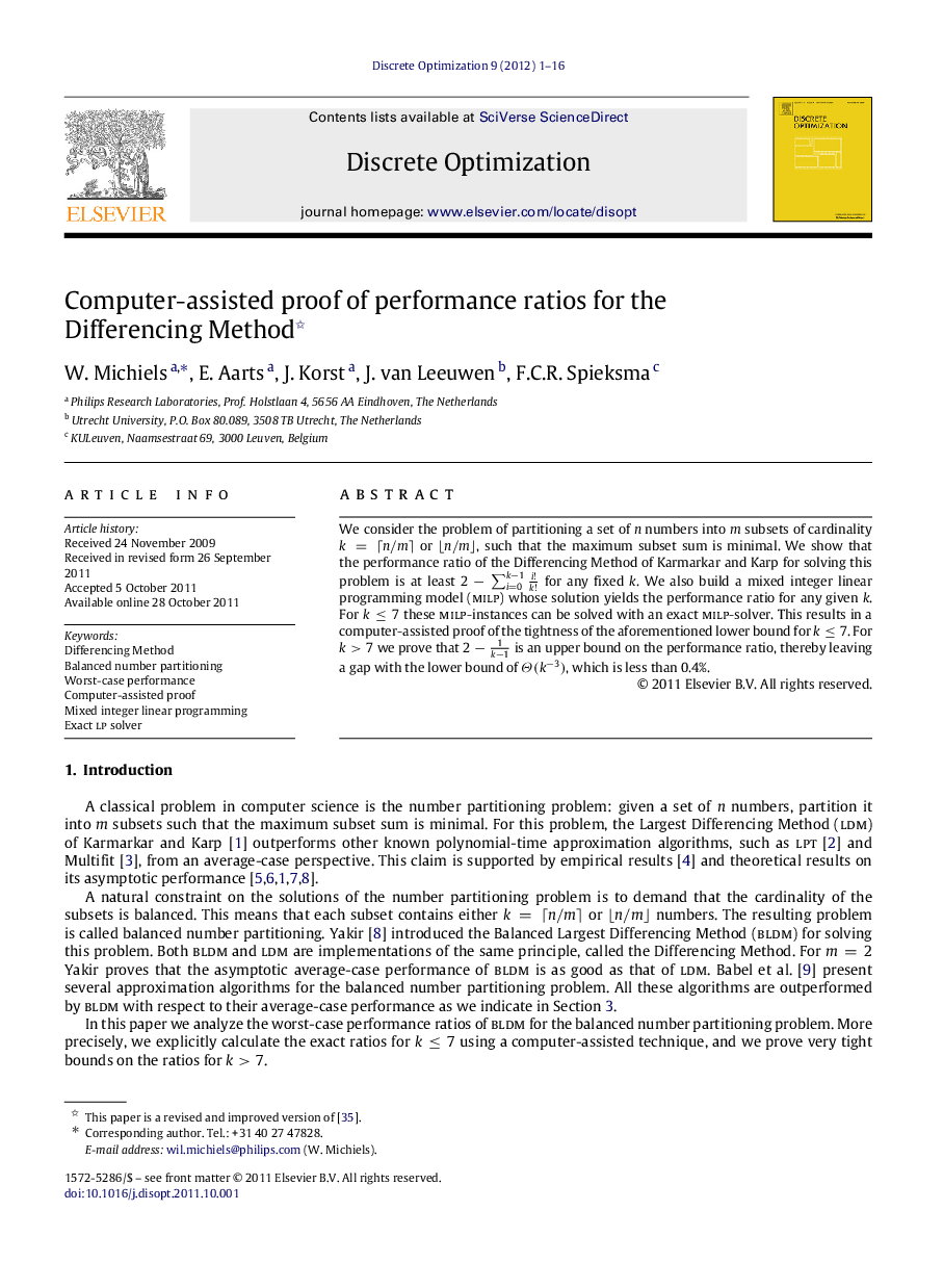 Computer-assisted proof of performance ratios for the Differencing Method 