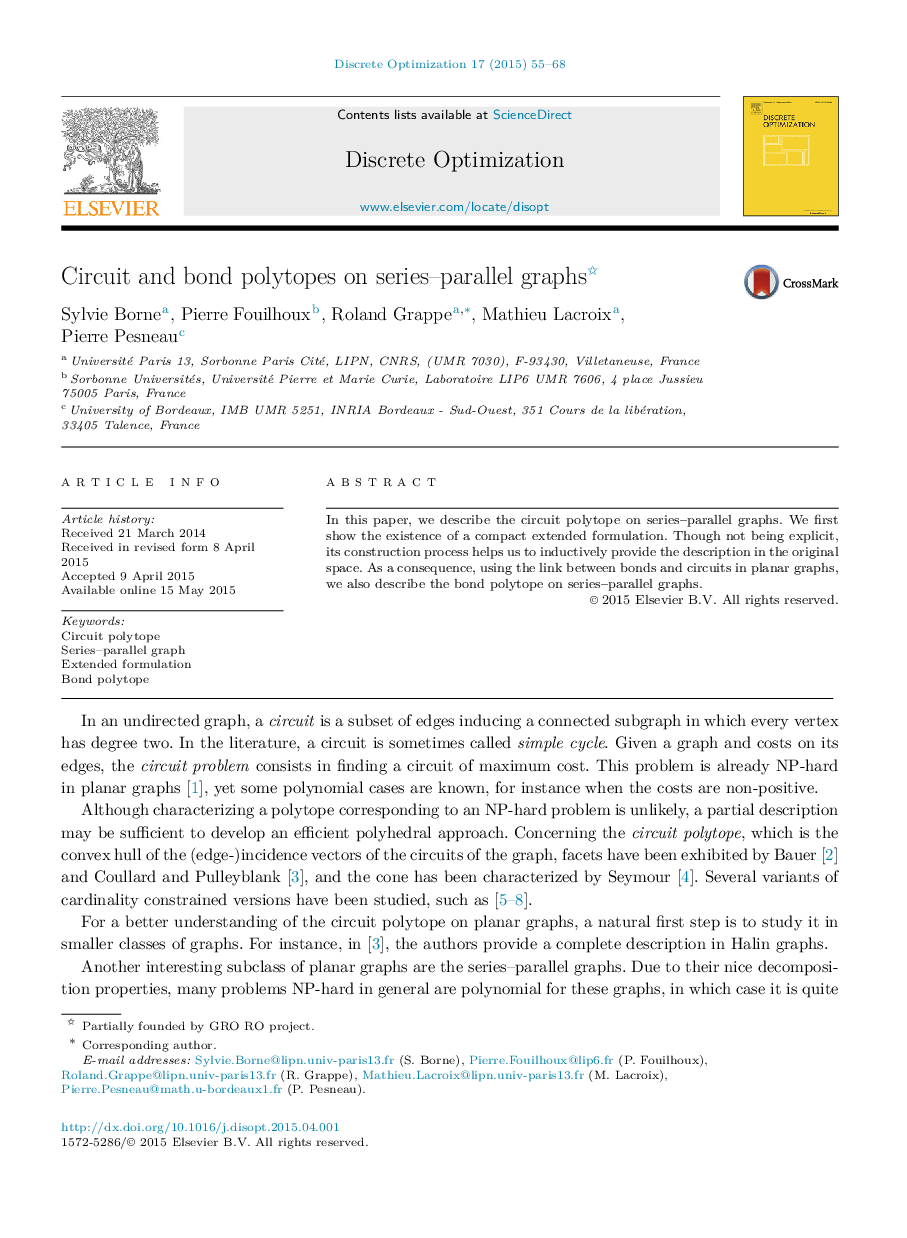 Circuit and bond polytopes on series–parallel graphs 