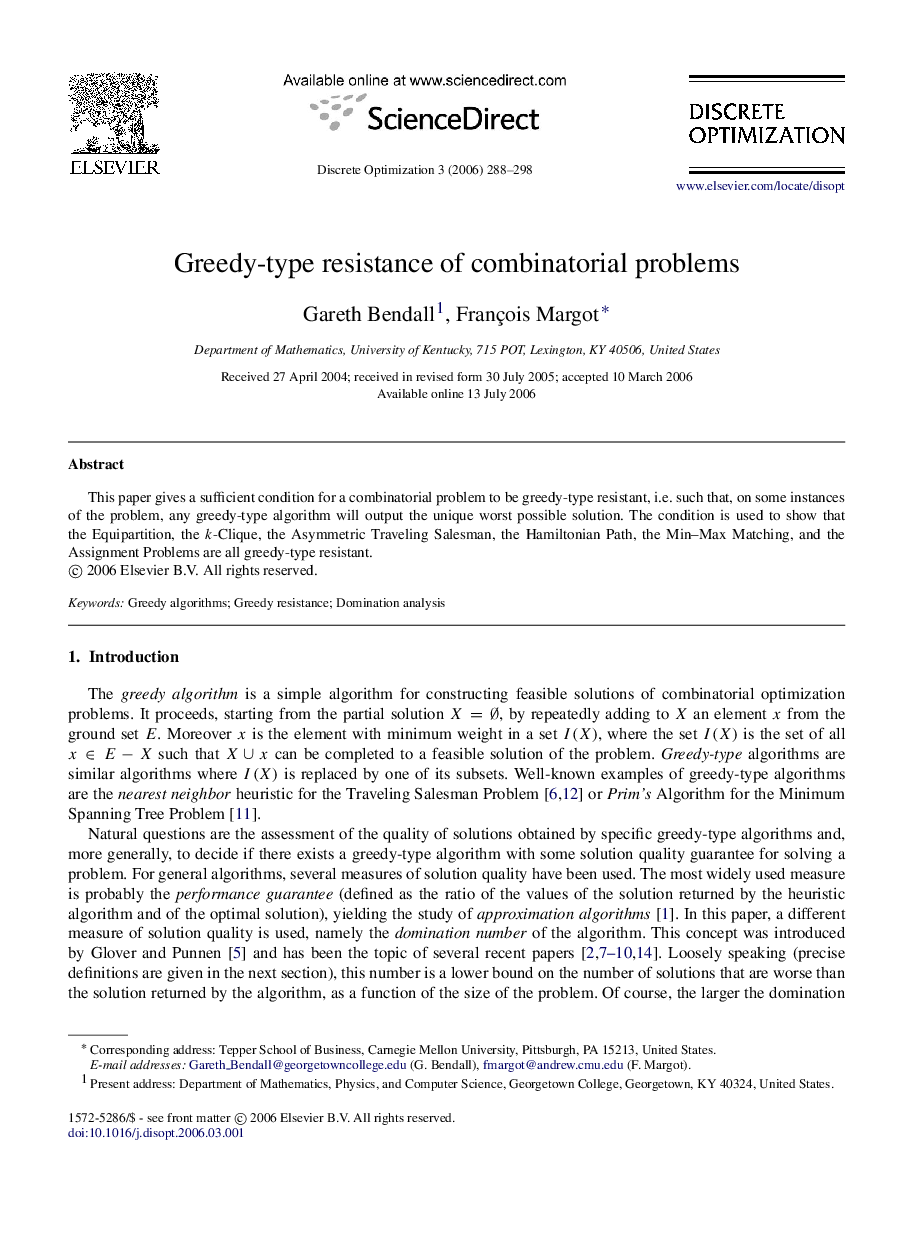 Greedy-type resistance of combinatorial problems