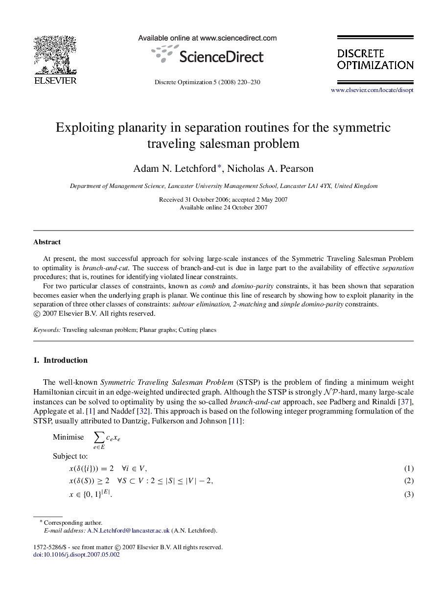 Exploiting planarity in separation routines for the symmetric traveling salesman problem