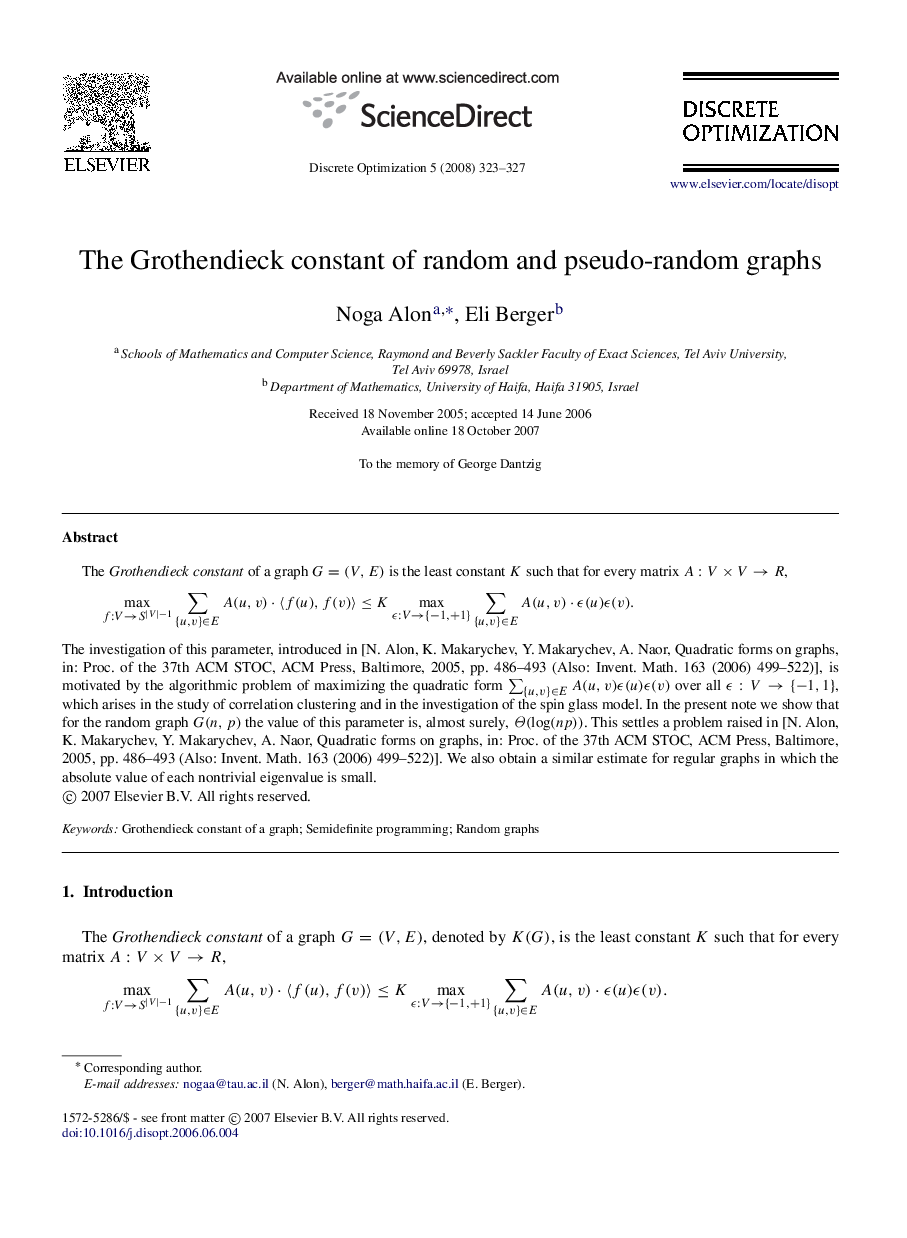 The Grothendieck constant of random and pseudo-random graphs