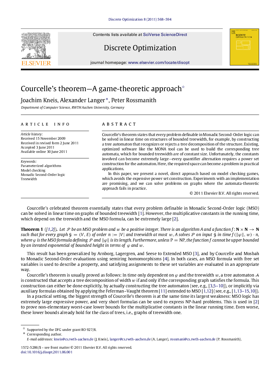 Courcelle’s theorem—A game-theoretic approach 