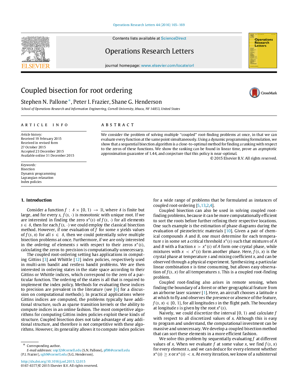 Coupled bisection for root ordering