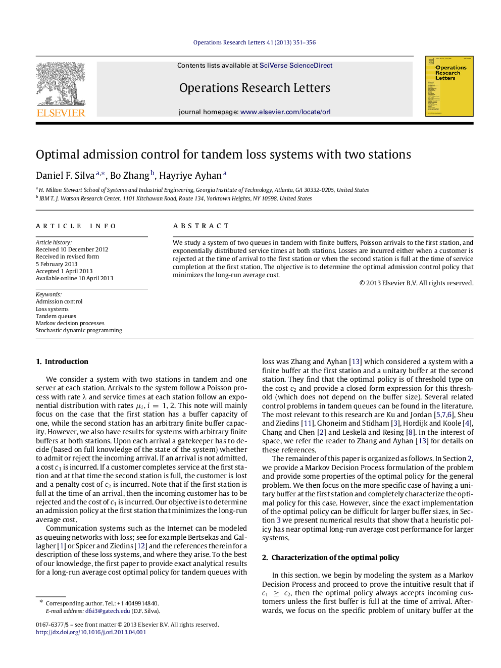 Optimal admission control for tandem loss systems with two stations