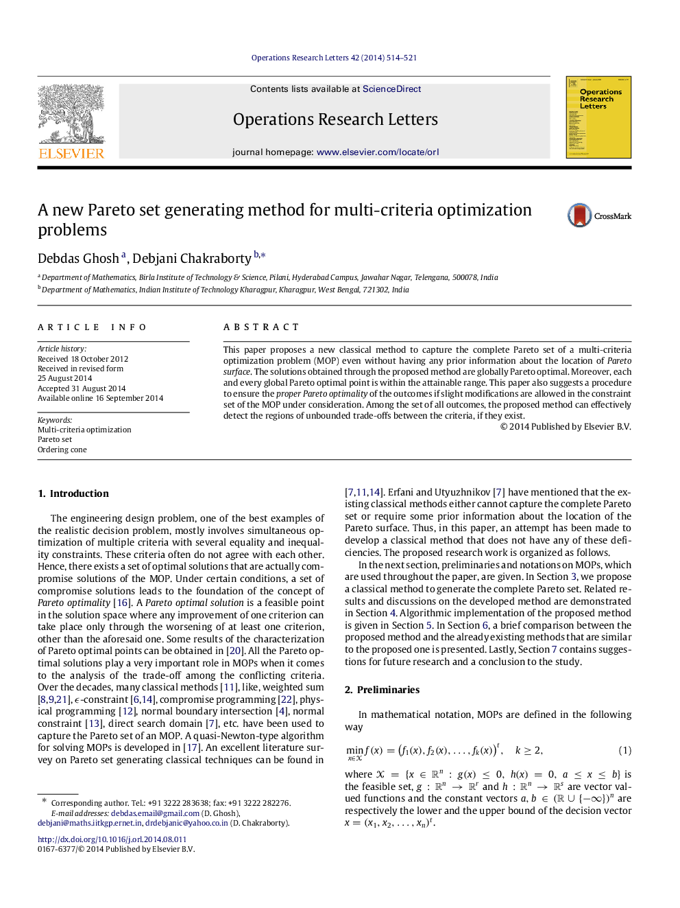 A new Pareto set generating method for multi-criteria optimization problems