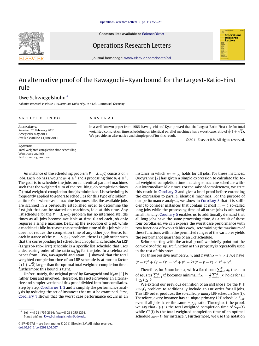 An alternative proof of the Kawaguchi–Kyan bound for the Largest-Ratio-First rule