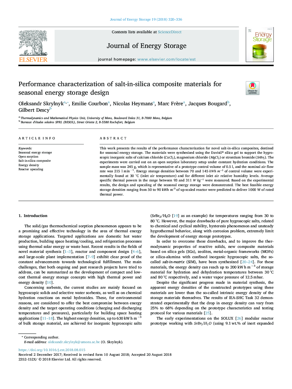 Performance characterization of salt-in-silica composite materials for seasonal energy storage design