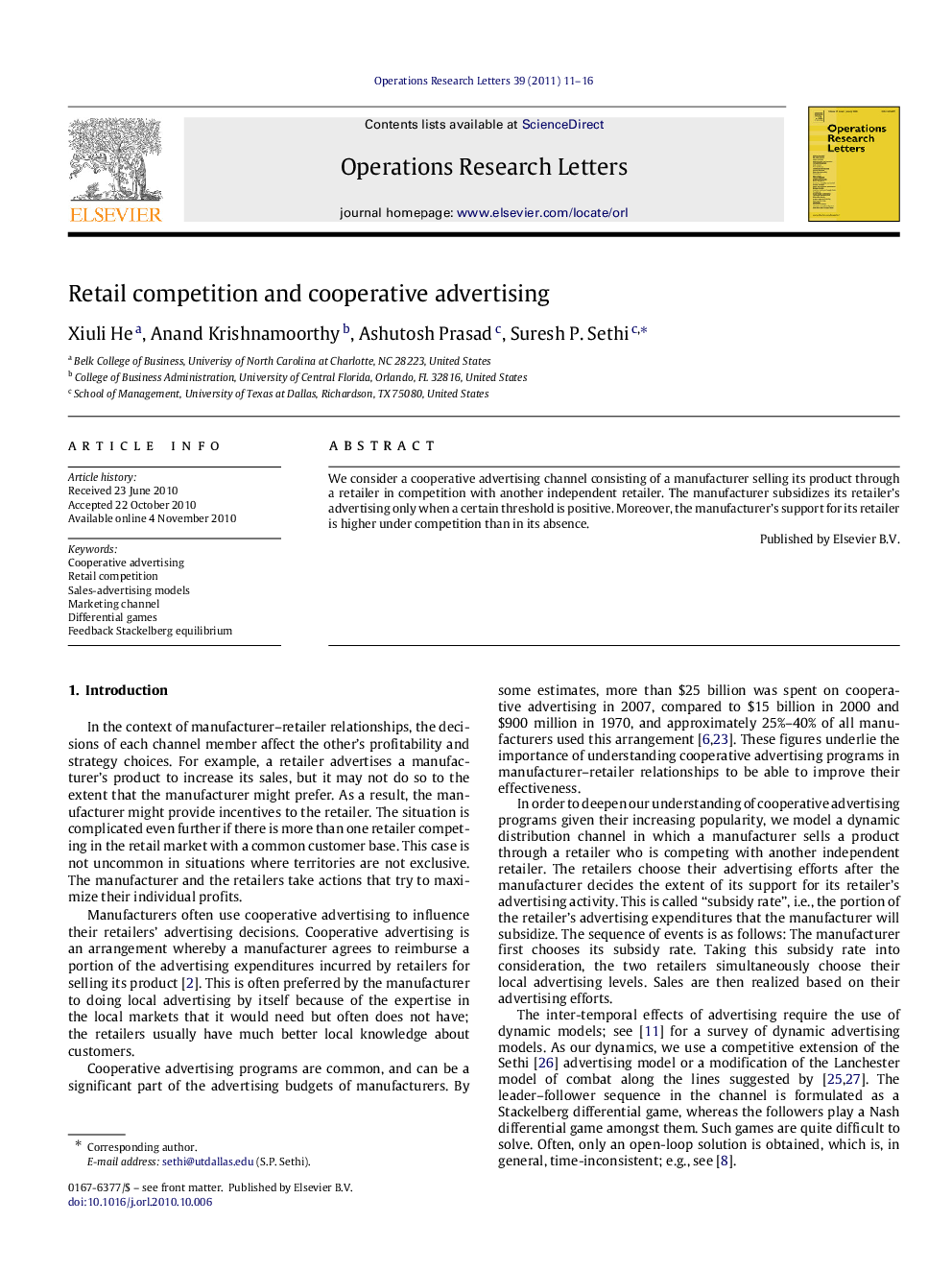 Retail competition and cooperative advertising