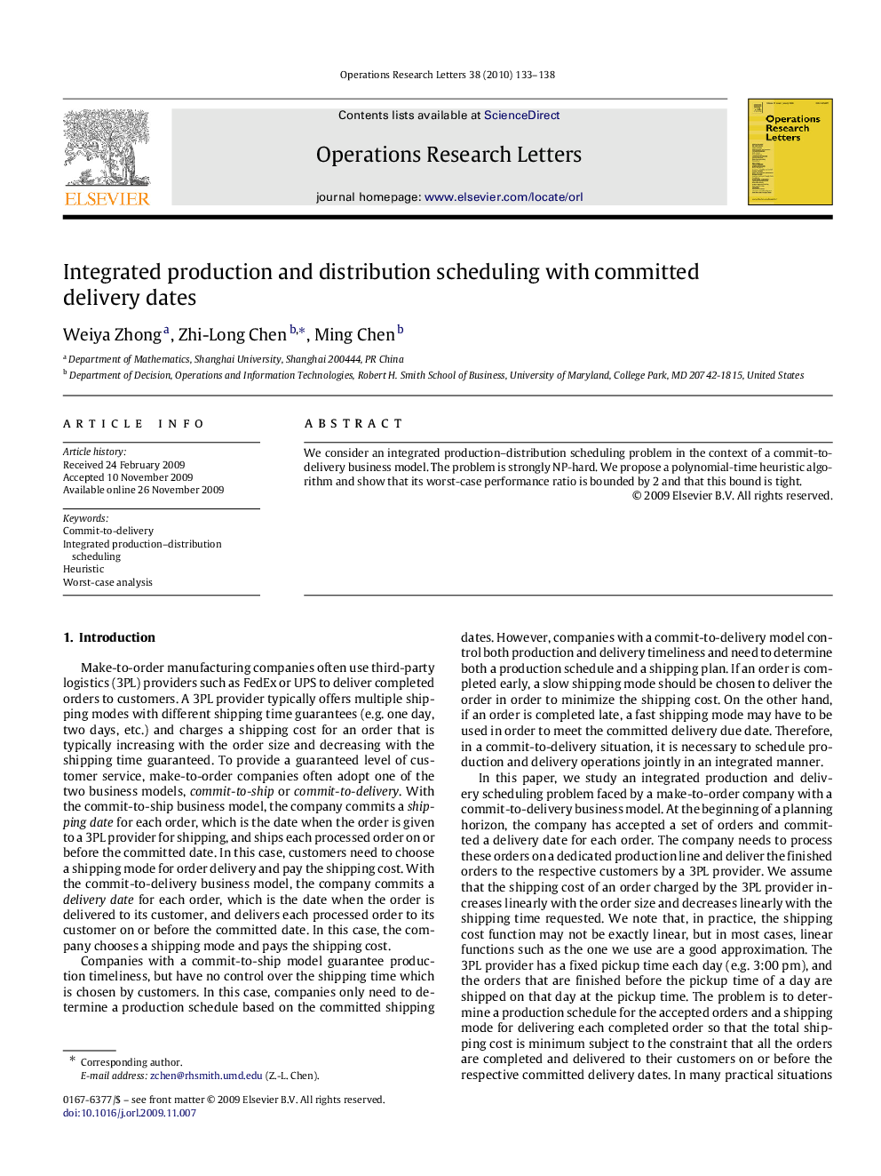 Integrated production and distribution scheduling with committed delivery dates