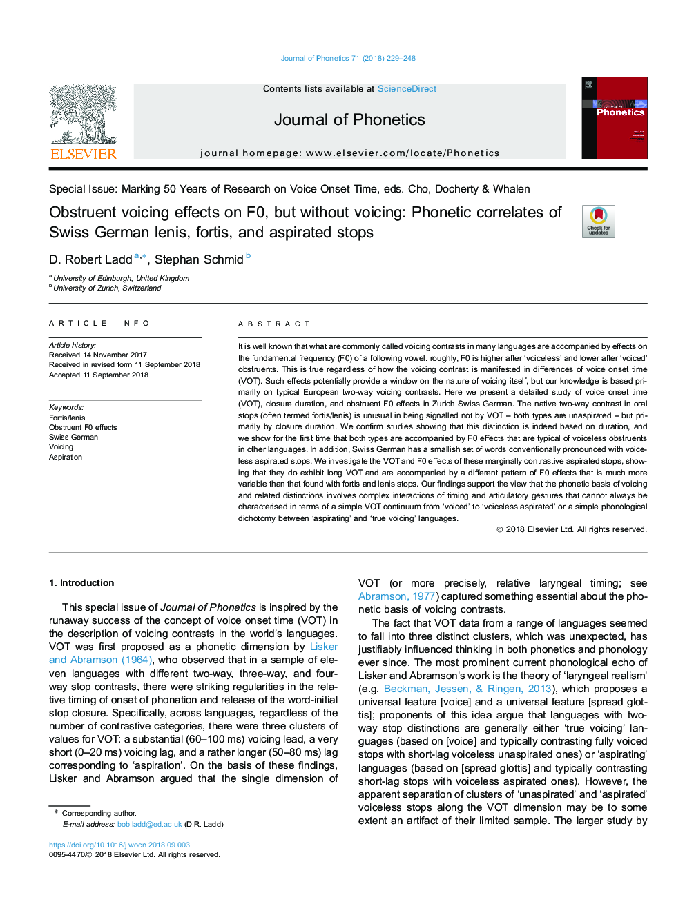 Obstruent voicing effects on F0, but without voicing: Phonetic correlates of Swiss German lenis, fortis, and aspirated stops