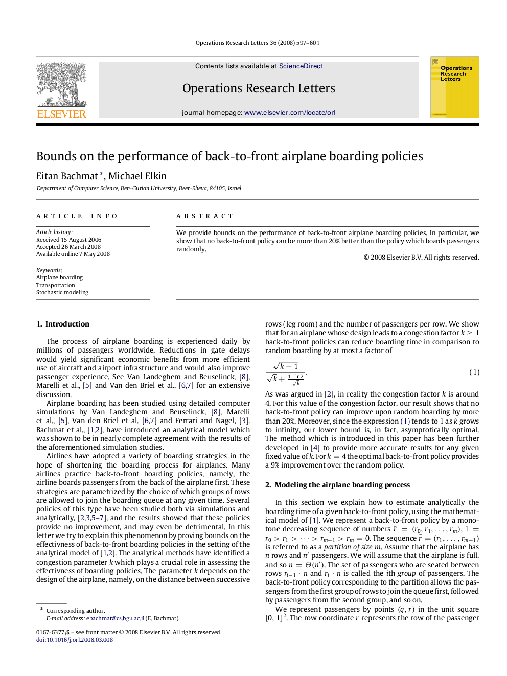 Bounds on the performance of back-to-front airplane boarding policies