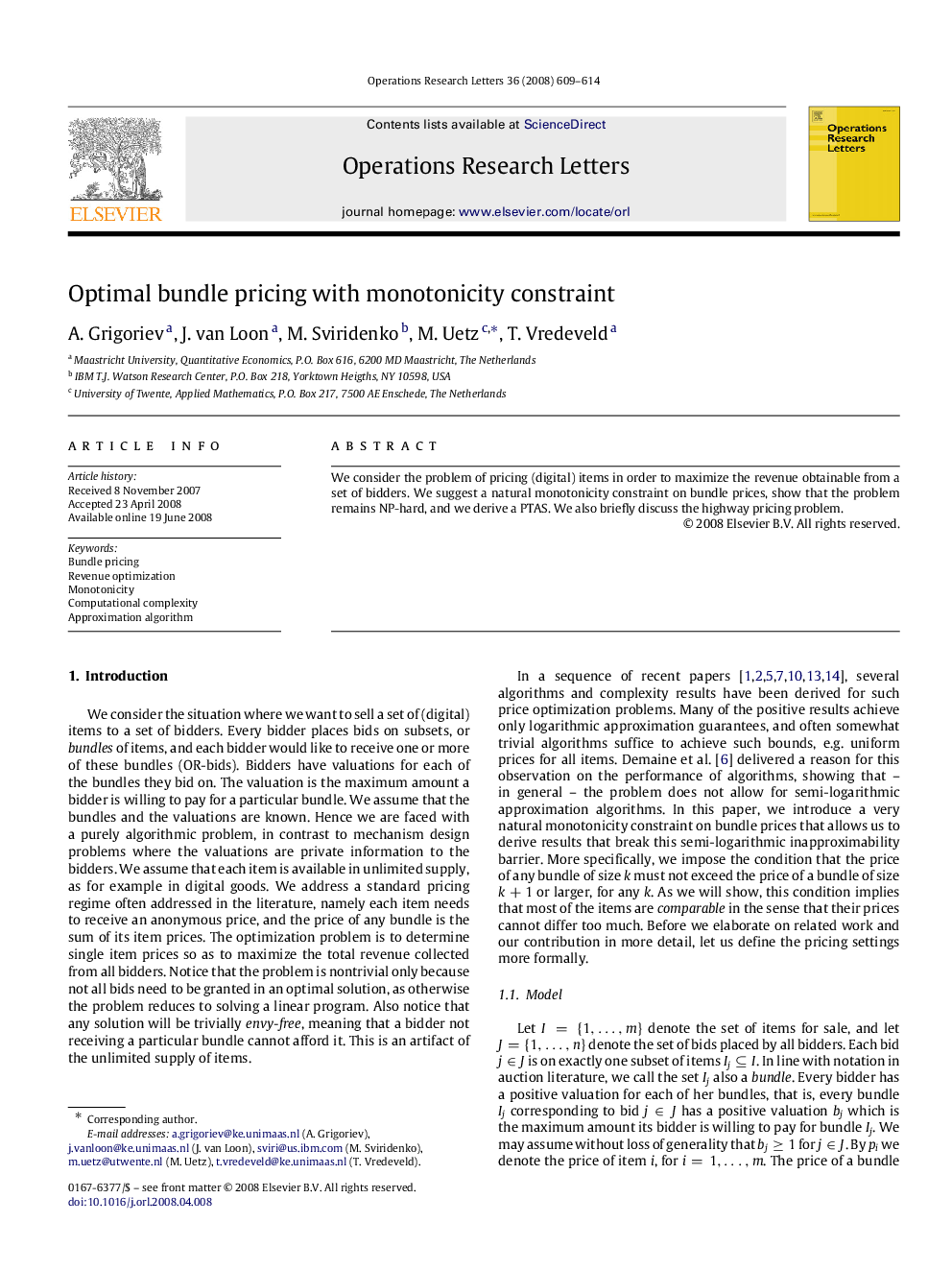 Optimal bundle pricing with monotonicity constraint