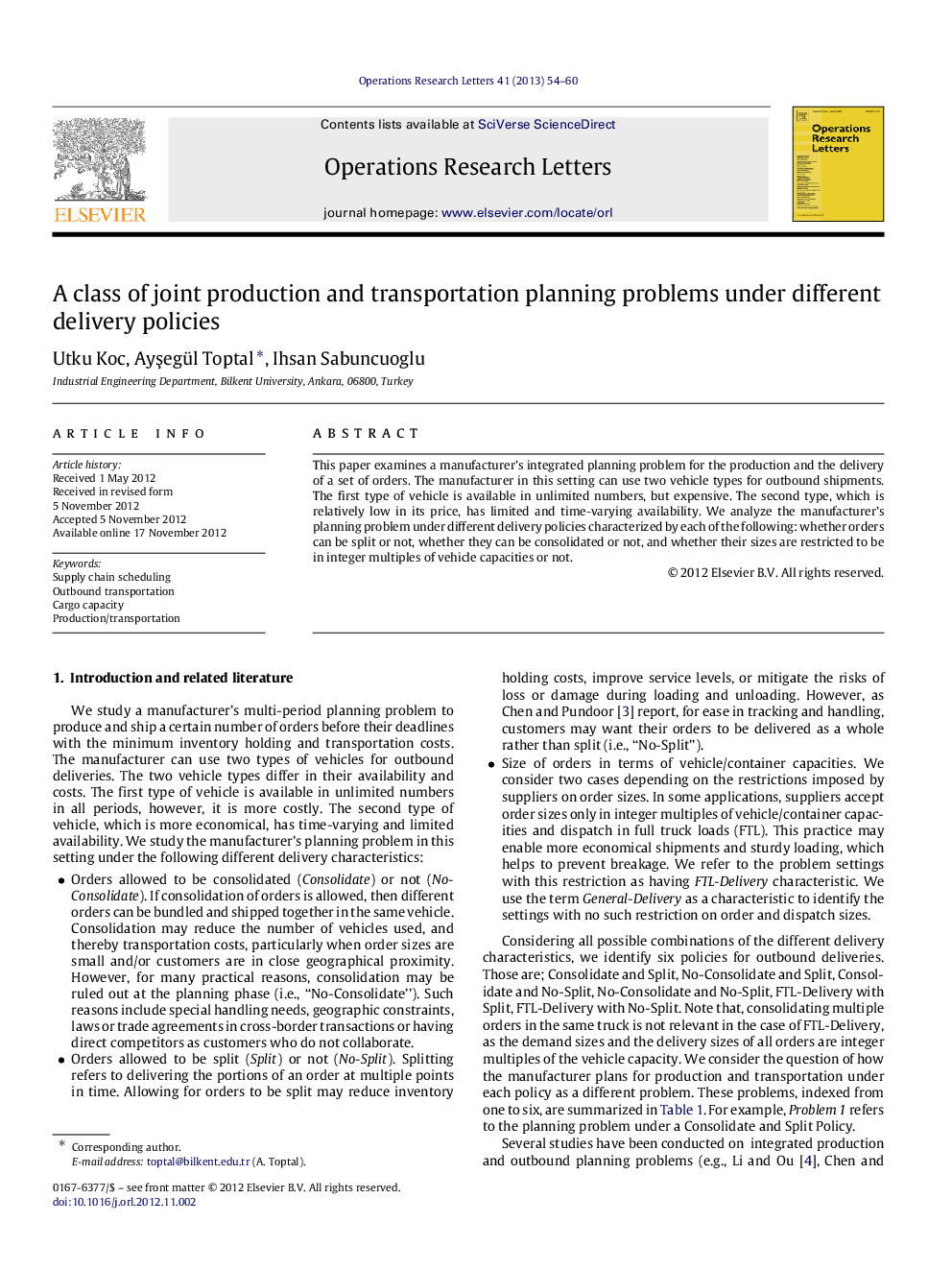 A class of joint production and transportation planning problems under different delivery policies