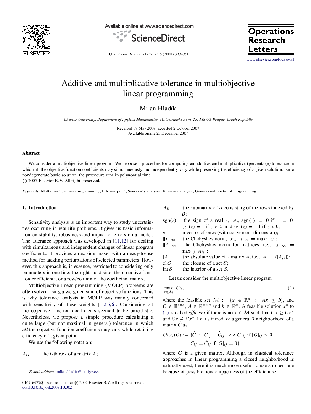 Additive and multiplicative tolerance in multiobjective linear programming