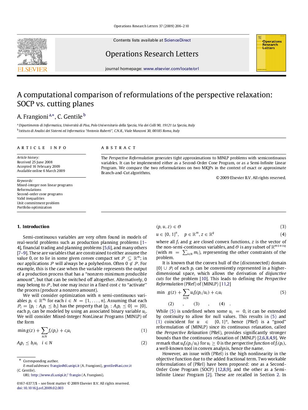 A computational comparison of reformulations of the perspective relaxation: SOCP vs. cutting planes