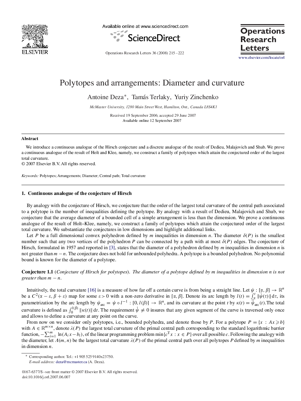 Polytopes and arrangements: Diameter and curvature