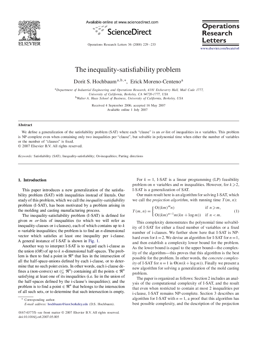 The inequality-satisfiability problem