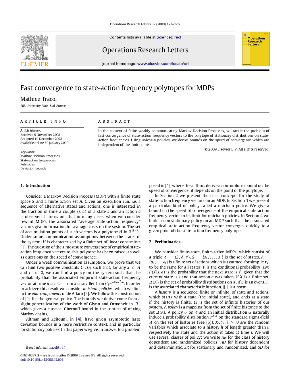 Fast convergence to state-action frequency polytopes for MDPs