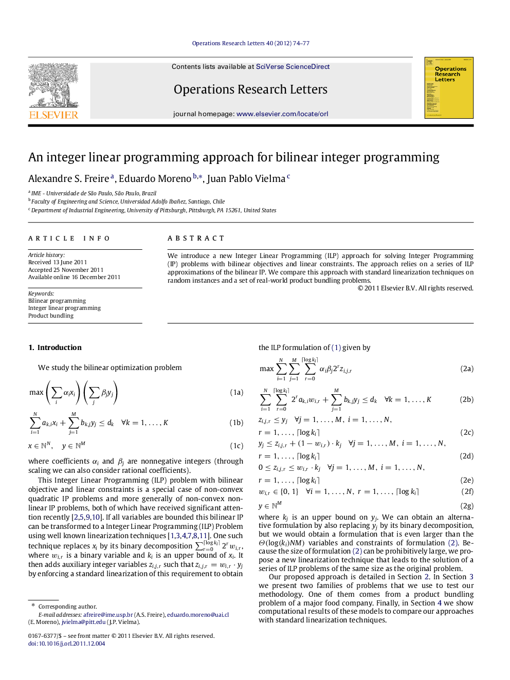 An integer linear programming approach for bilinear integer programming