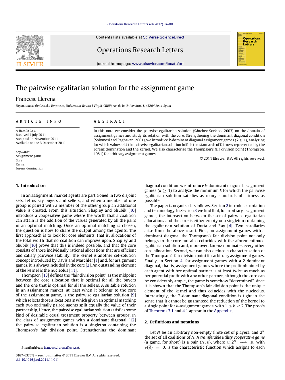 The pairwise egalitarian solution for the assignment game