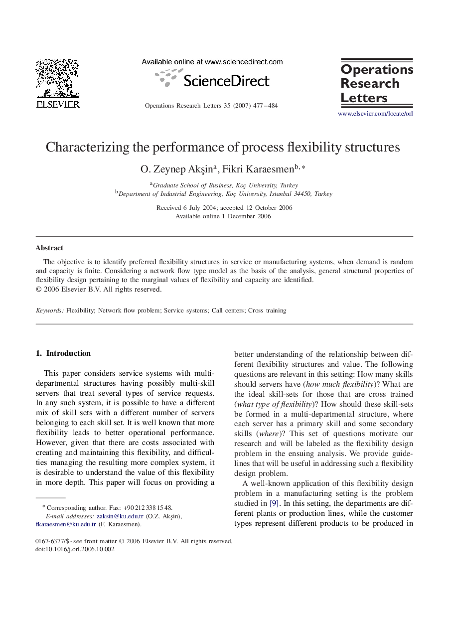 Characterizing the performance of process flexibility structures