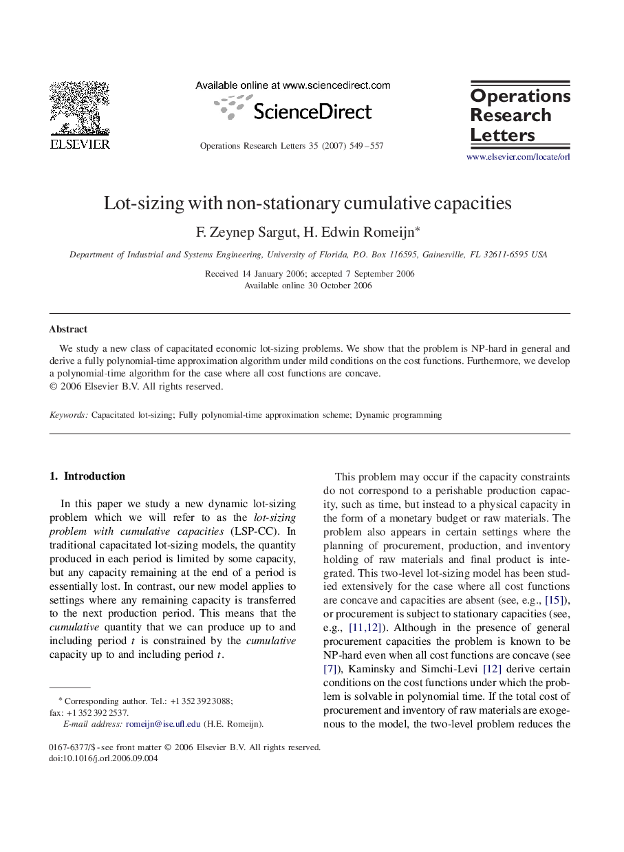 Lot-sizing with non-stationary cumulative capacities