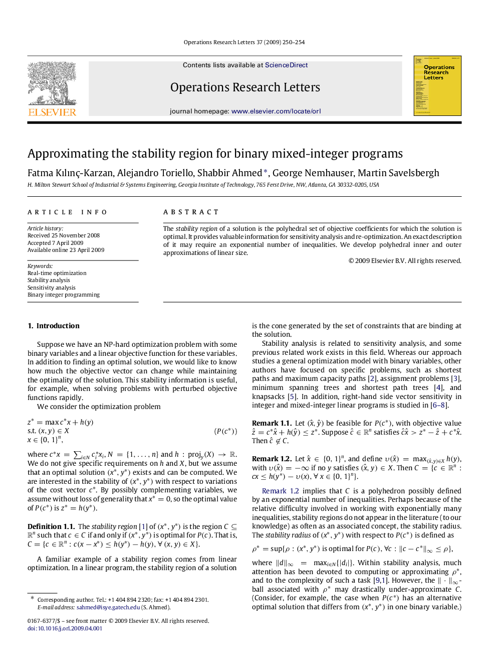 Approximating the stability region for binary mixed-integer programs