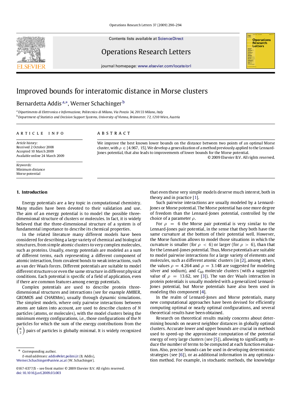 Improved bounds for interatomic distance in Morse clusters