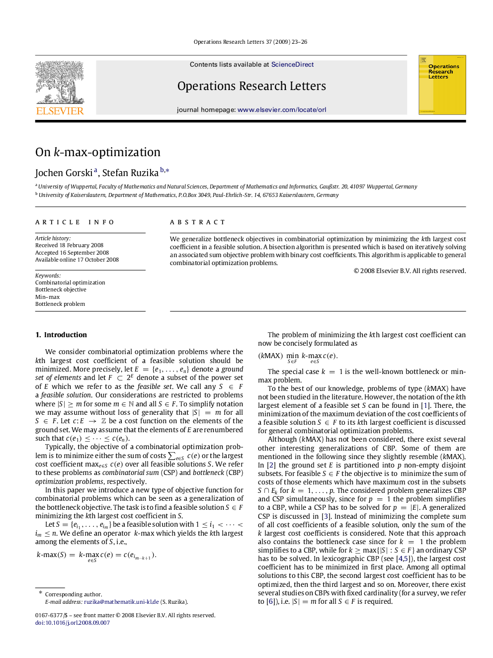 On kk-max-optimization