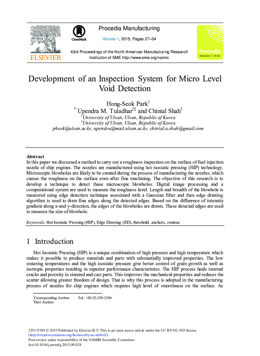 Development of an Inspection System for Micro Level Void Detection 