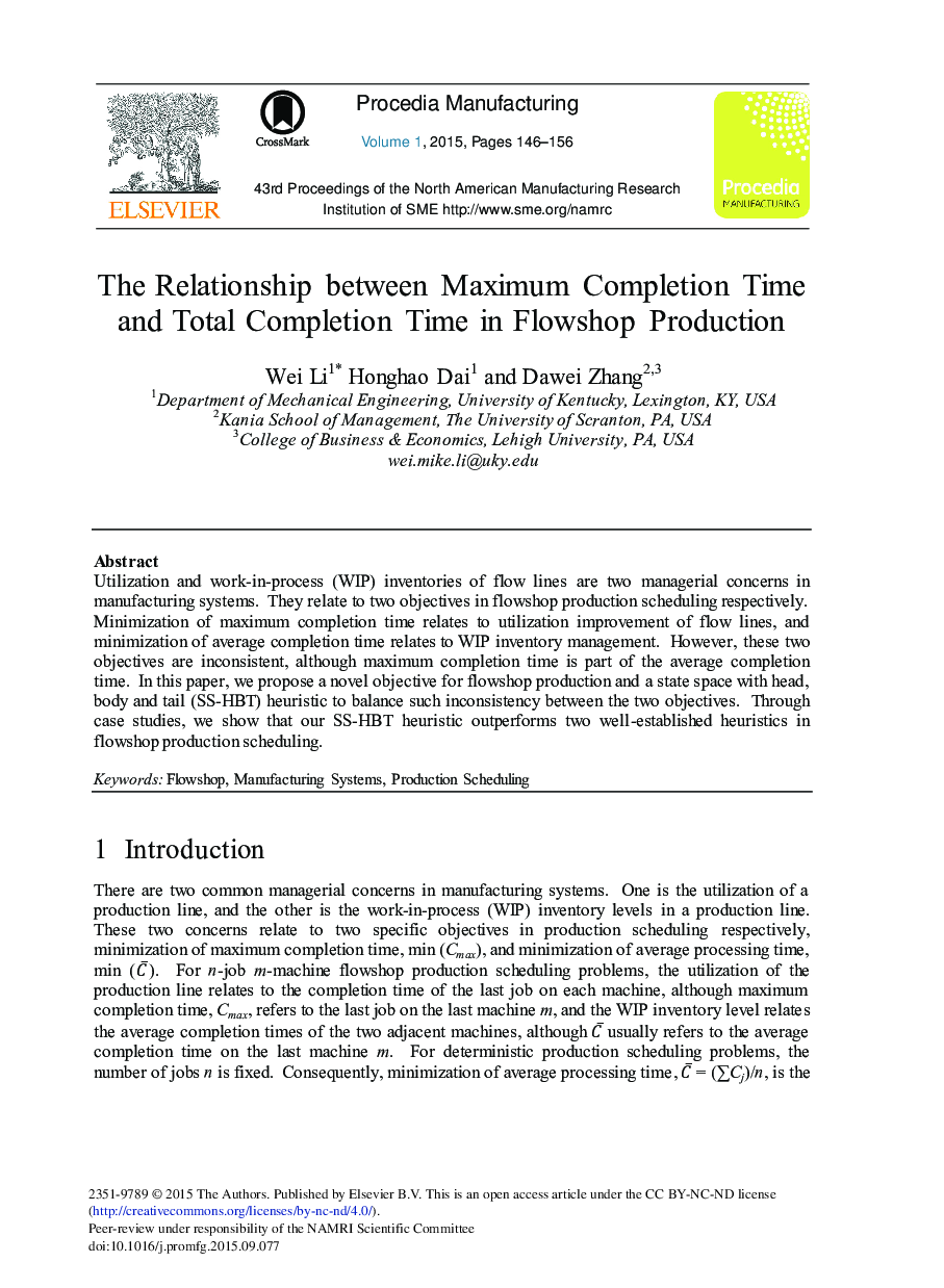 The Relationship between Maximum Completion Time and Total Completion Time in Flowshop Production 