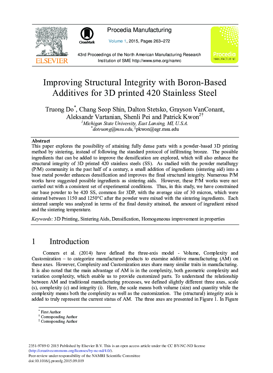 Improving Structural Integrity with Boron-based Additives for 3D Printed 420 Stainless Steel 