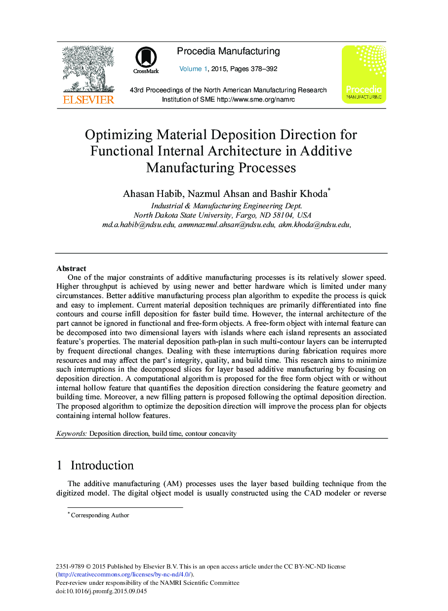 Optimizing Material Deposition Direction for Functional Internal Architecture in Additive Manufacturing Processes 