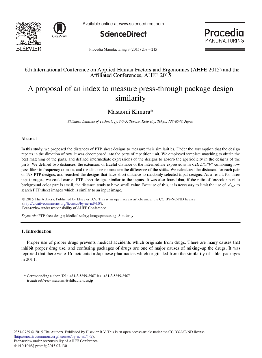 A Proposal of an Index to Measure Press-through Package Design Similarity 