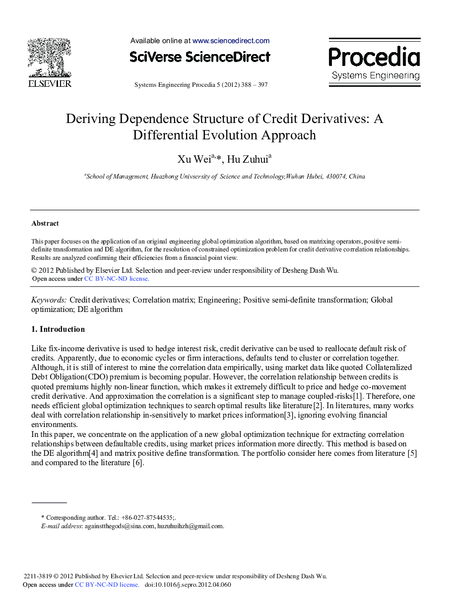 Deriving Dependence Structure of Credit Derivatives: A Differential Evolution Approach