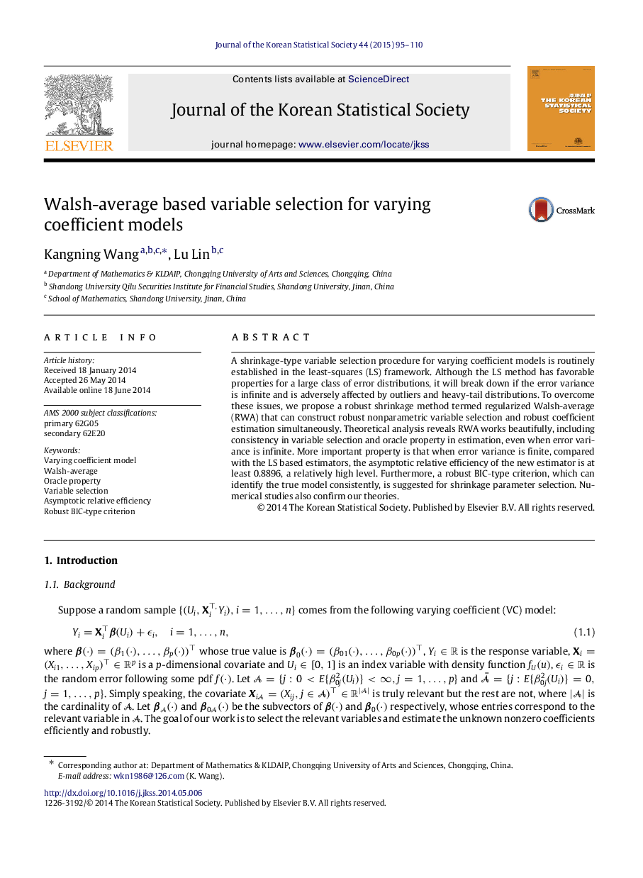 Walsh-average based variable selection for varying coefficient models