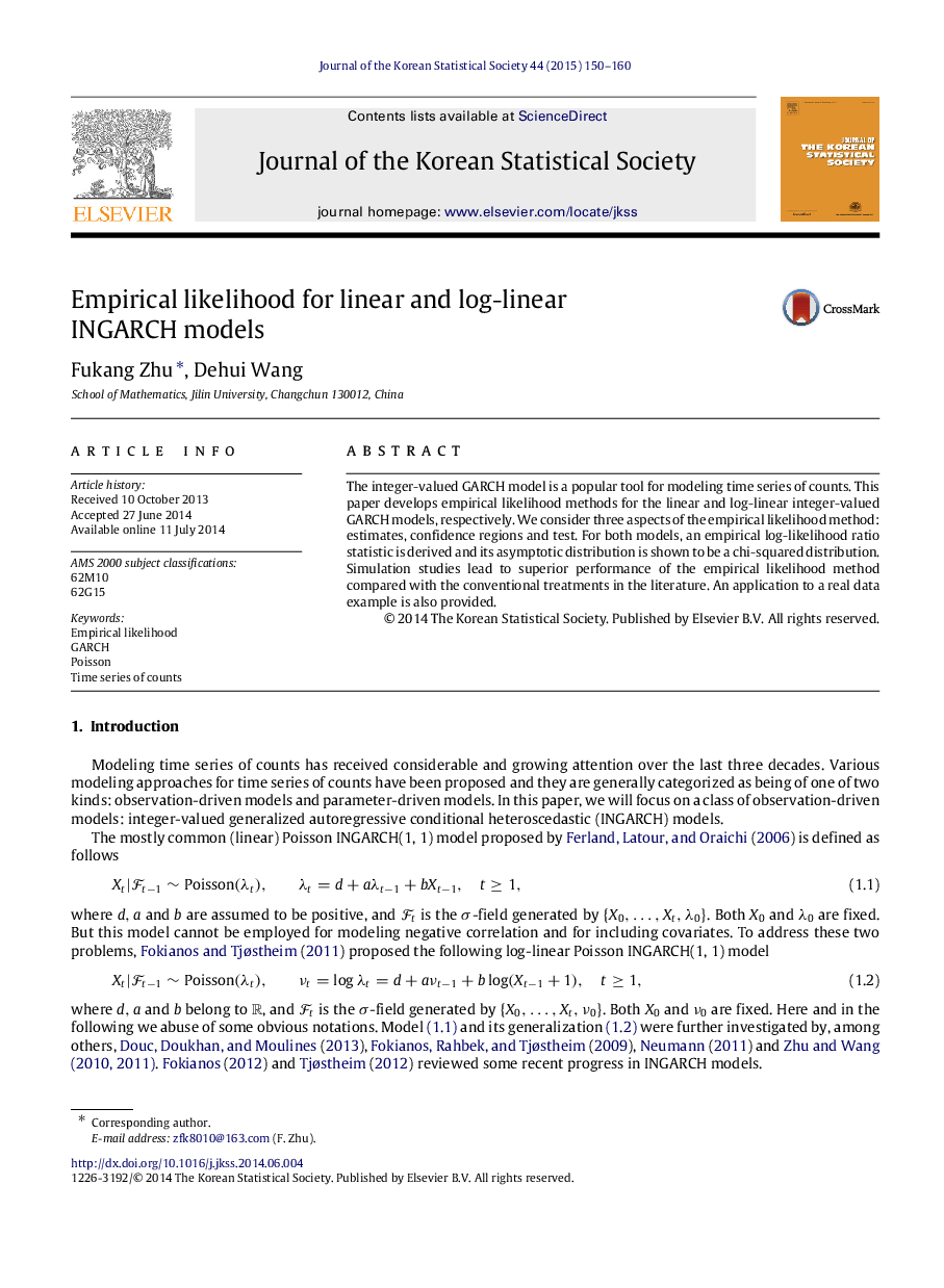 Empirical likelihood for linear and log-linear INGARCH models