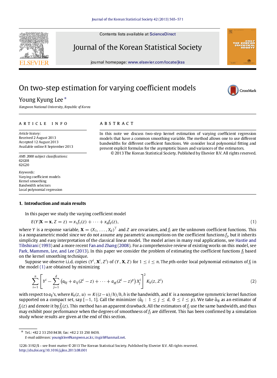 On two-step estimation for varying coefficient models