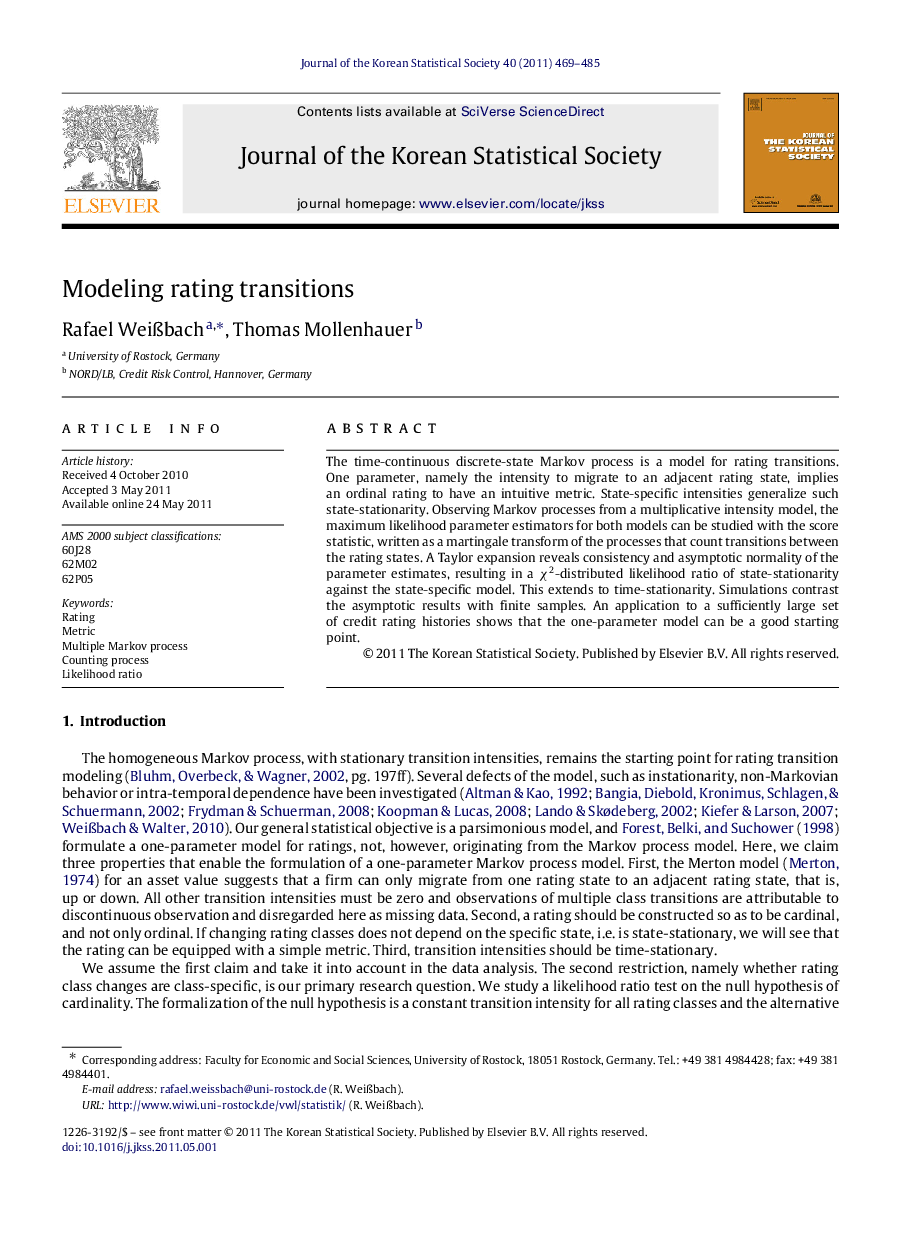 Modeling rating transitions