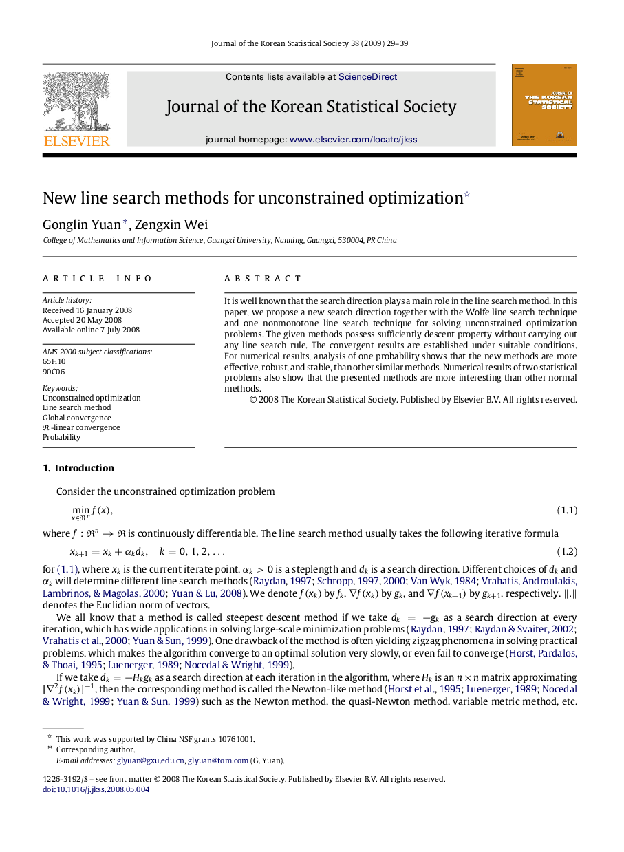 New line search methods for unconstrained optimization 