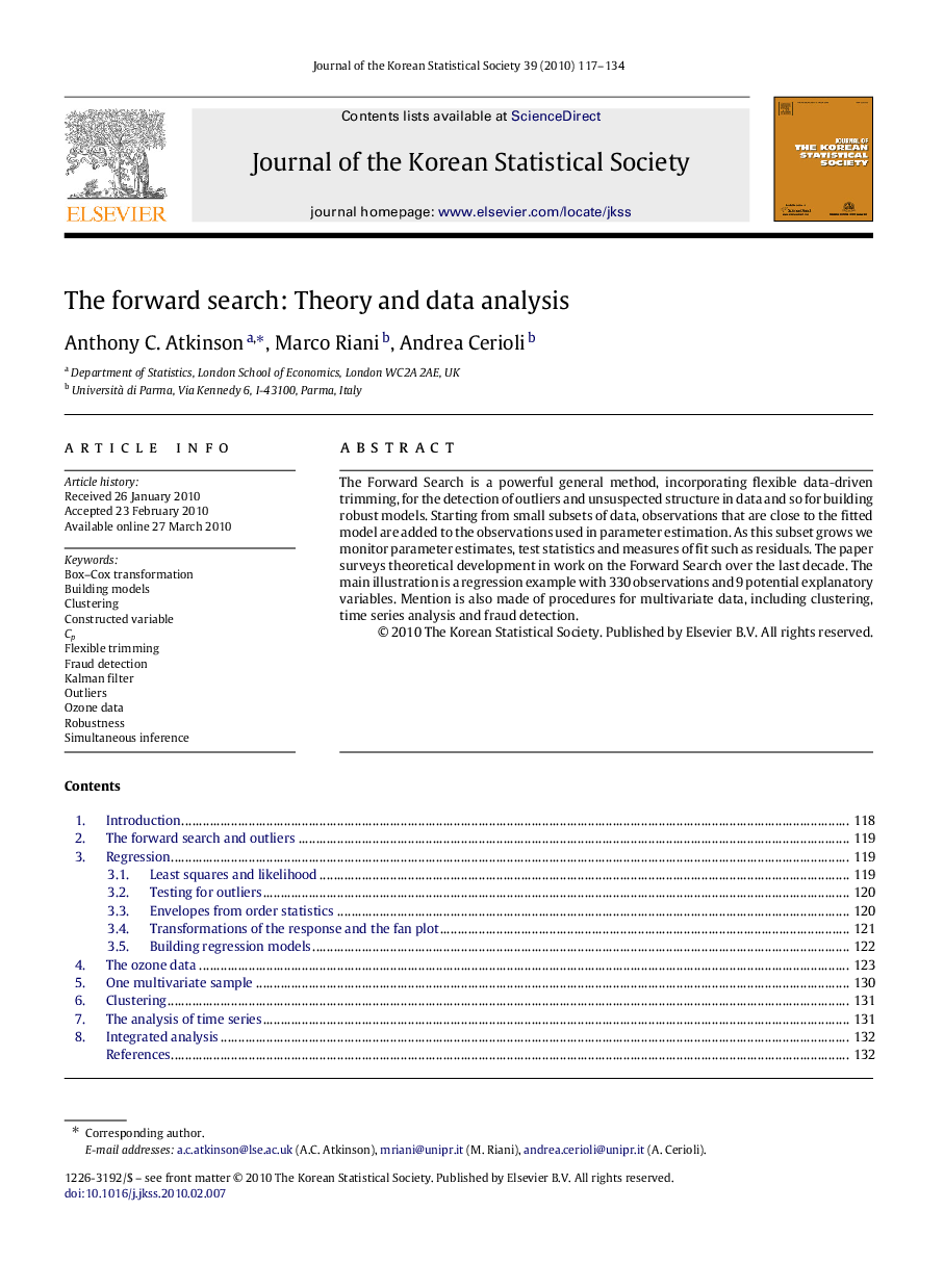 The forward search: Theory and data analysis