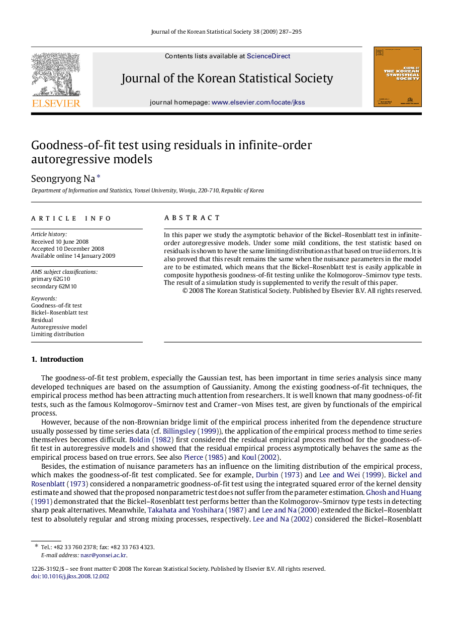 Goodness-of-fit test using residuals in infinite-order autoregressive models