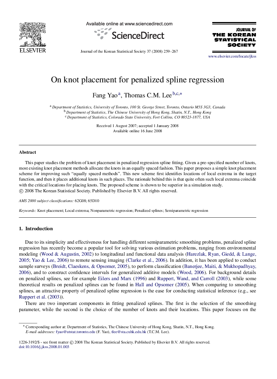 On knot placement for penalized spline regression