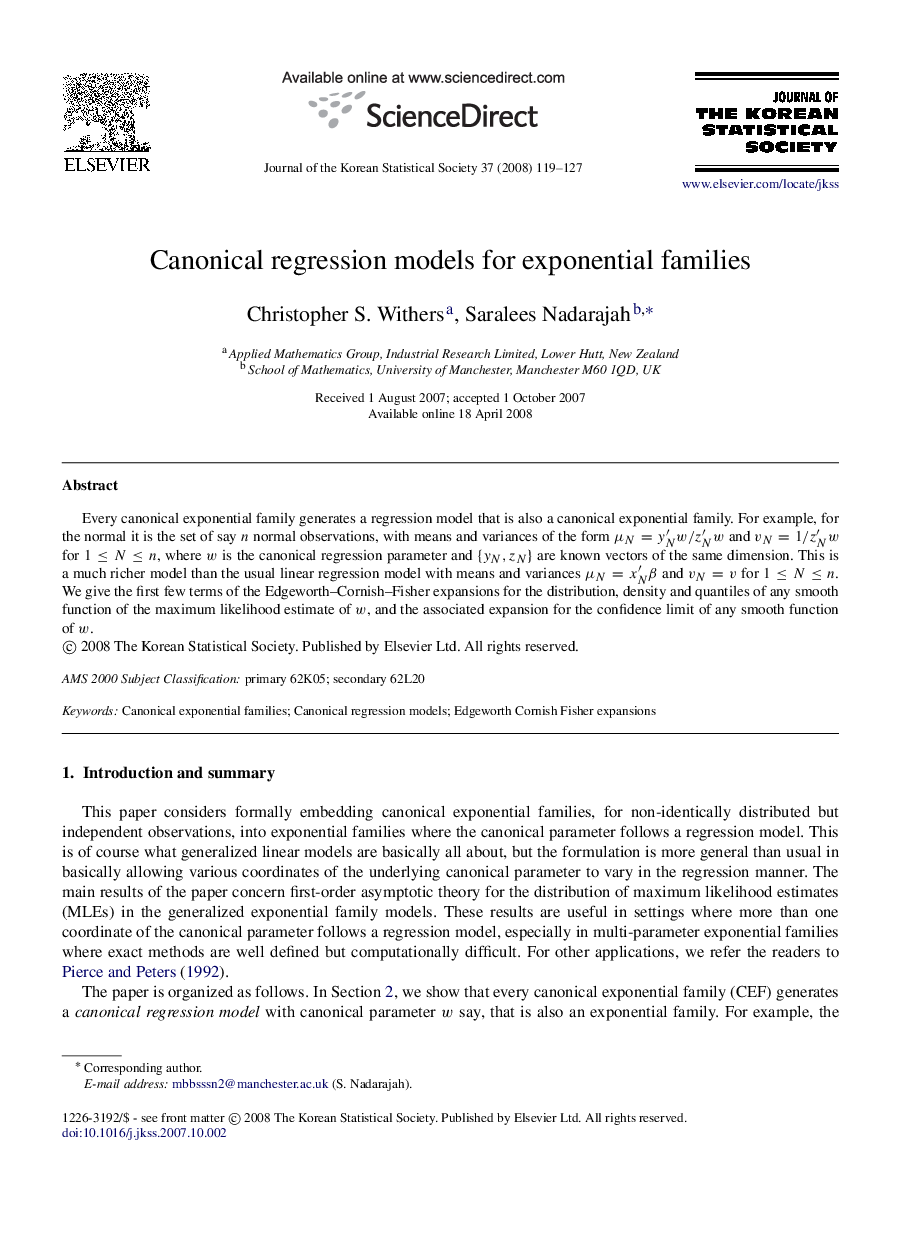 Canonical regression models for exponential families