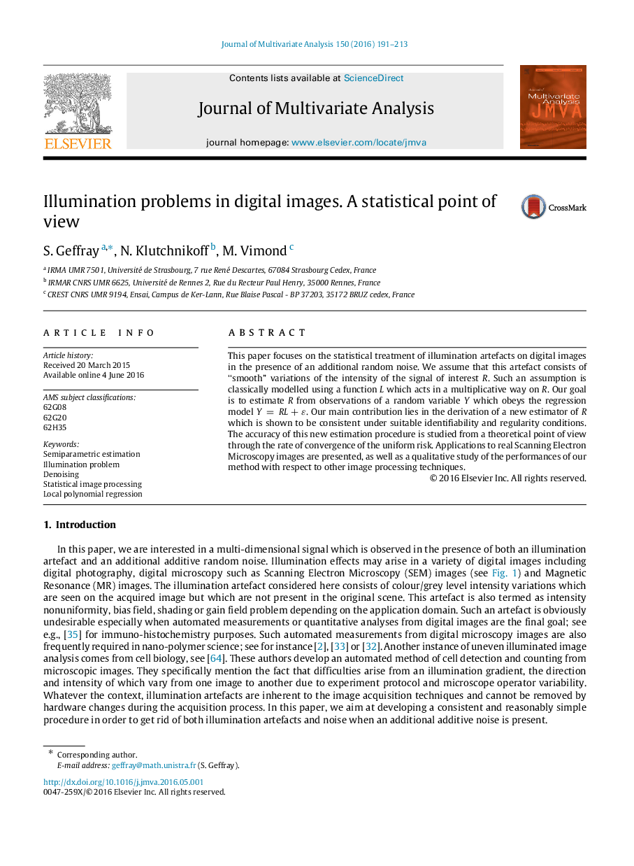 Illumination problems in digital images. A statistical point of view