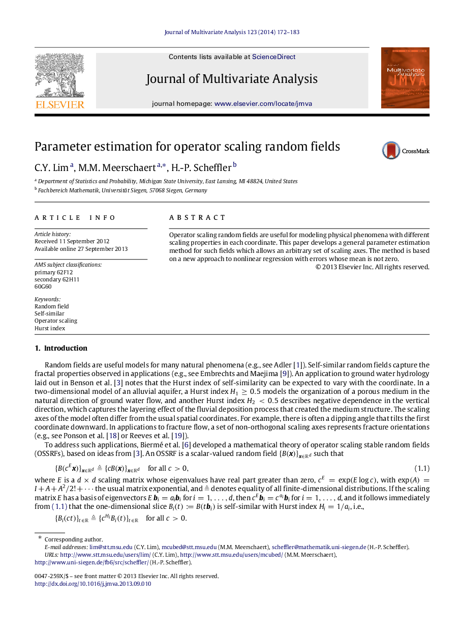 Parameter estimation for operator scaling random fields