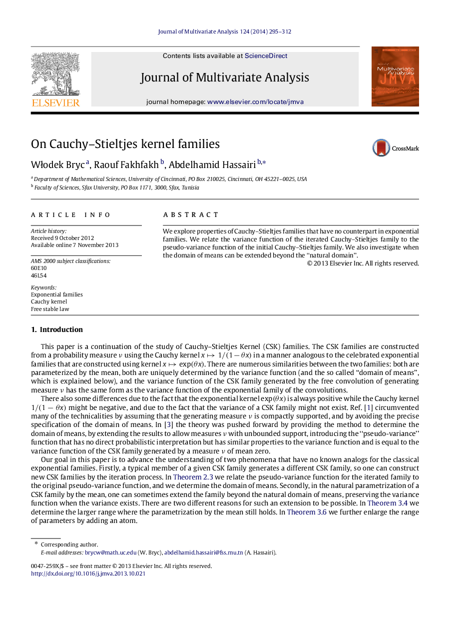 On Cauchy-Stieltjes kernel families